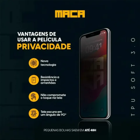 Kit 3 Películas Hidrogel Privacidade iPhone 16 Plus